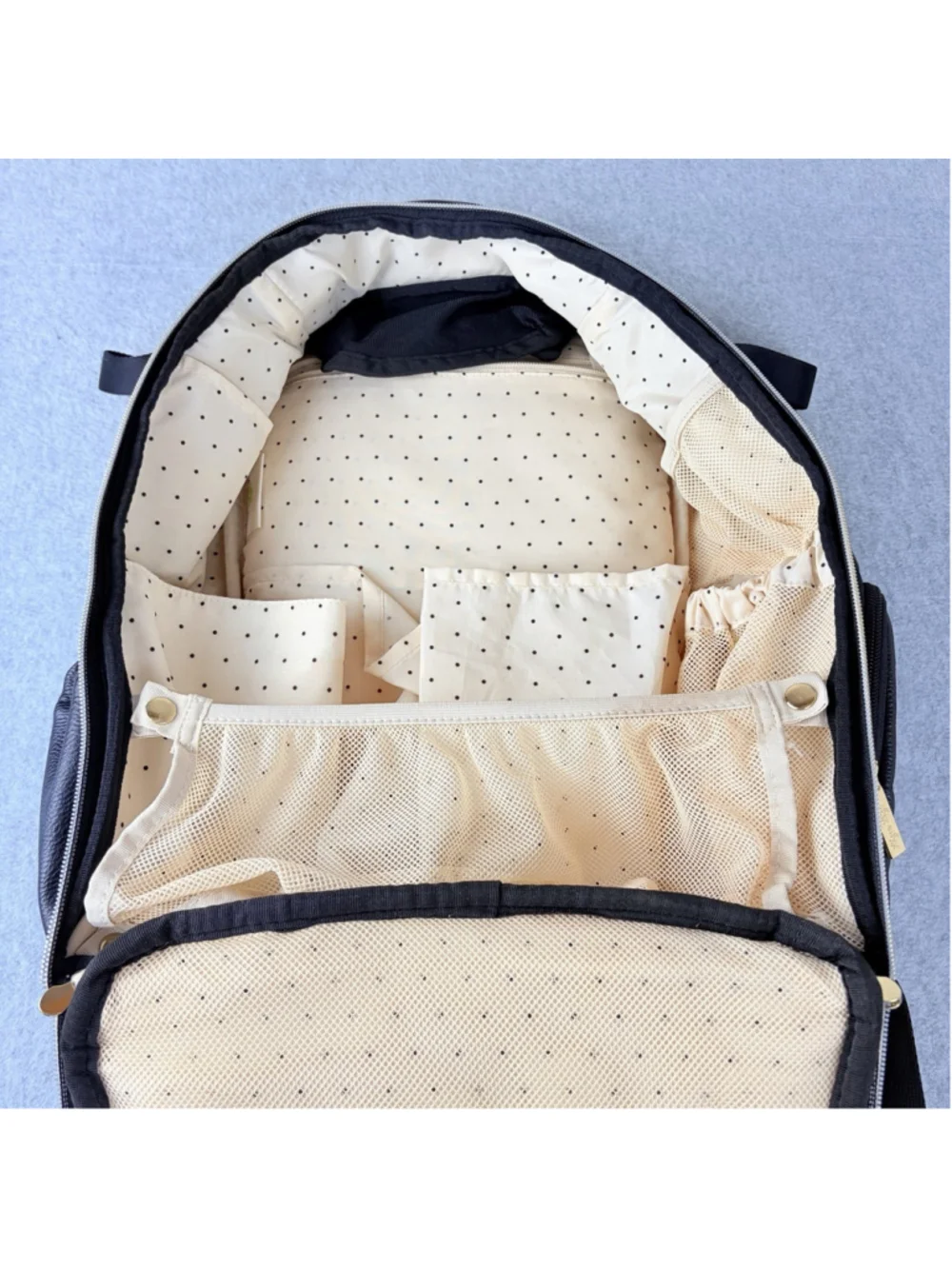 ITZY RITZY Boss Plus Diaper Backpack Black Vegan Leather Gold Hardware